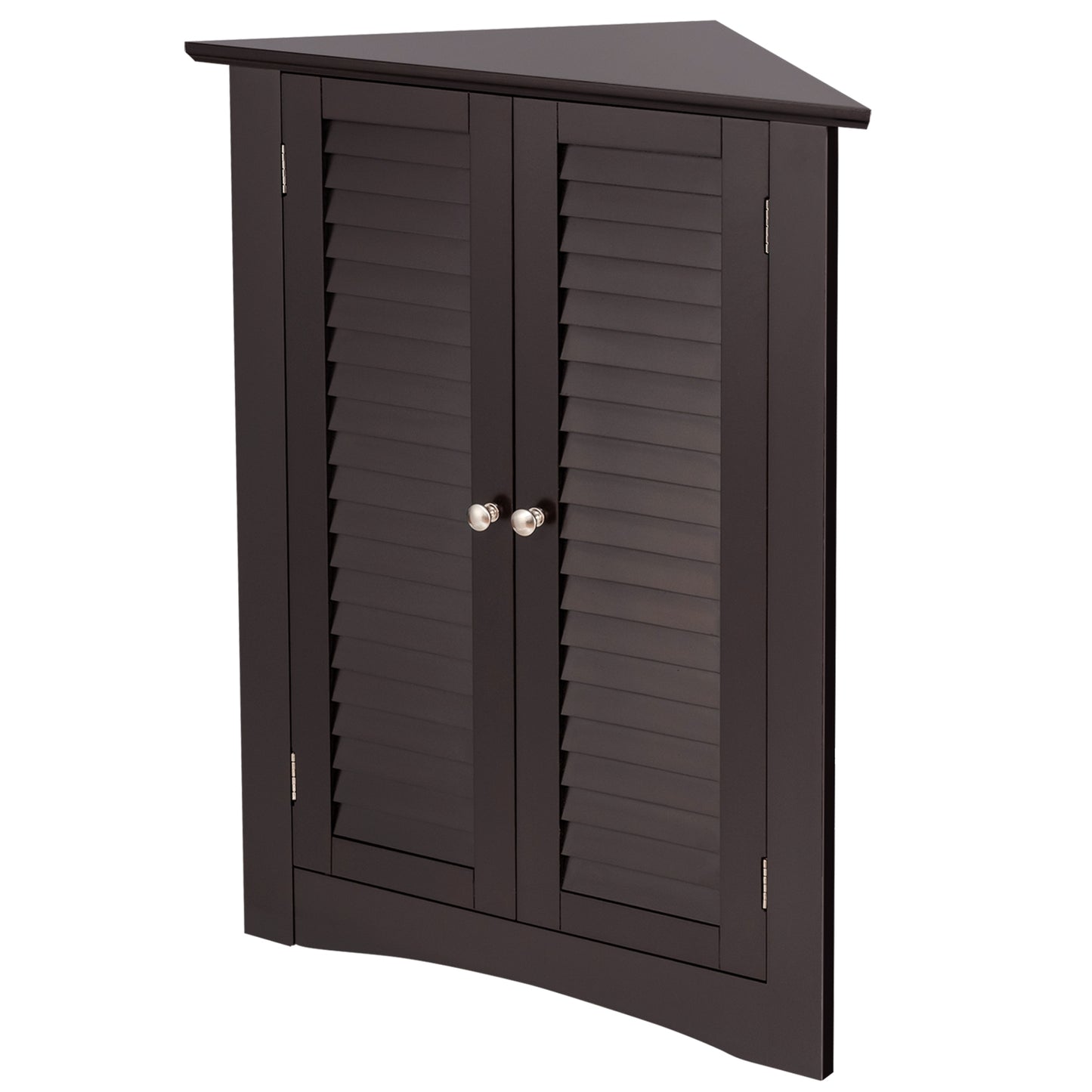 Corner Storage Cabinet with Shutter Doors - Freestanding Bathroom Organizer