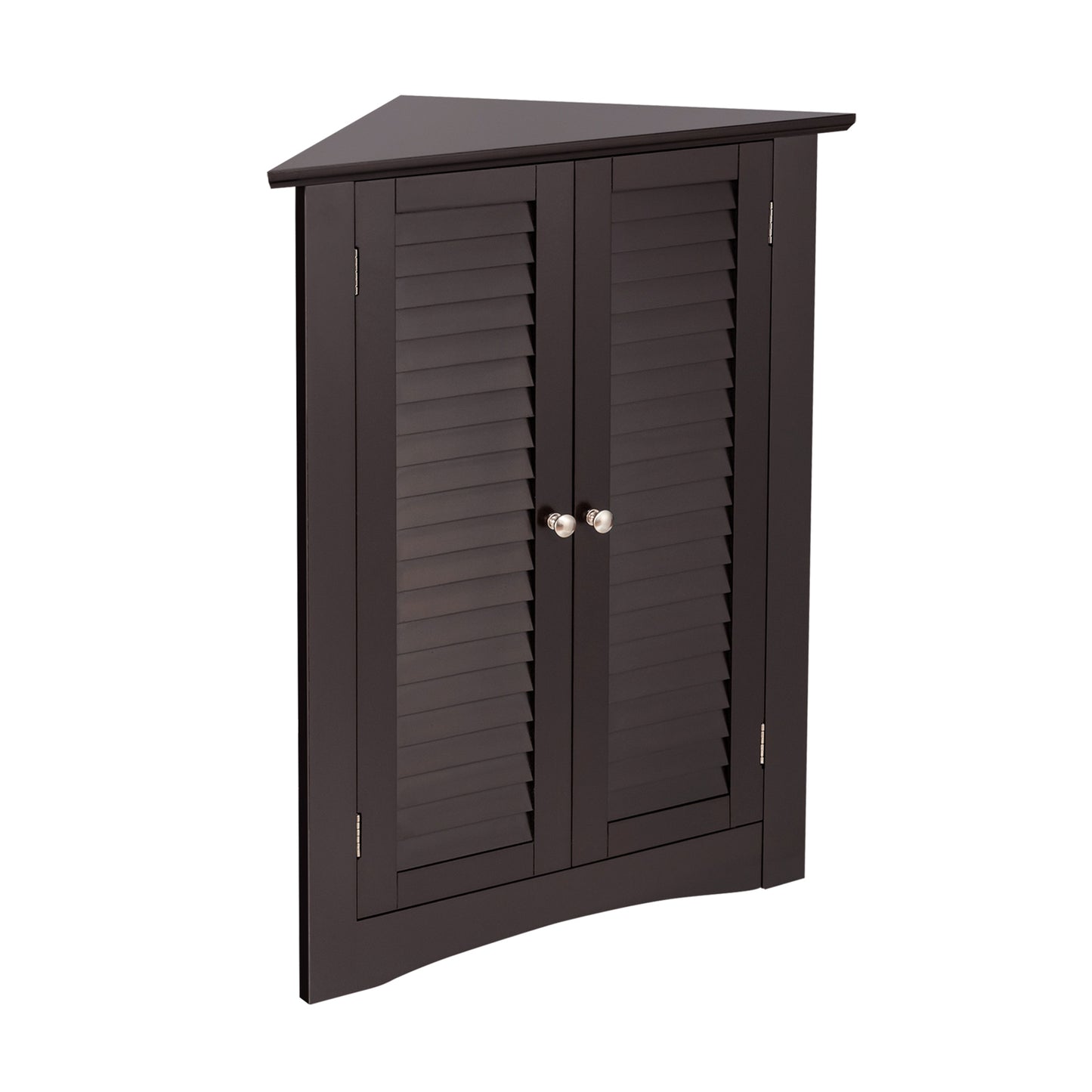 Corner Storage Cabinet with Shutter Doors - Freestanding Bathroom Organizer