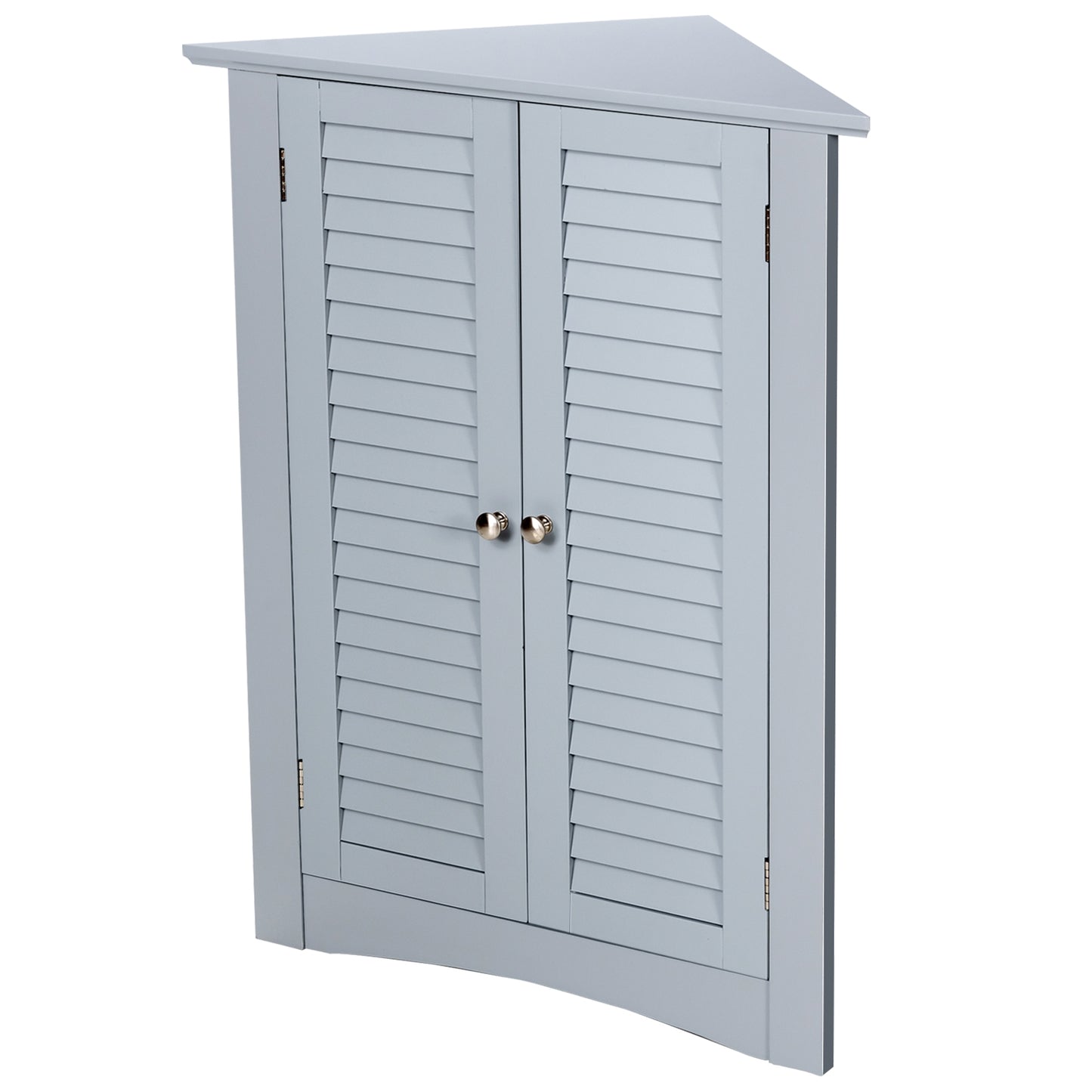Corner Storage Cabinet with Shutter Doors - Freestanding Bathroom Organizer