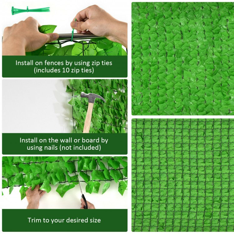 118" x 39" Artificial Ivy Privacy Fence – Lush Green Vine Décor for Outdoor & Indoor Spaces