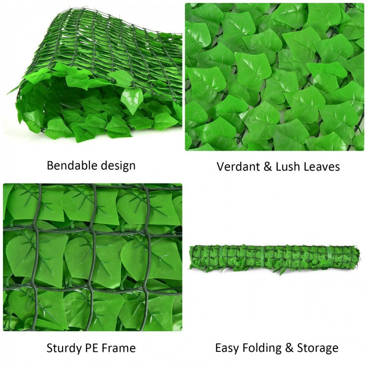 118" x 39" Artificial Ivy Privacy Fence – Lush Green Vine Décor for Outdoor & Indoor Spaces