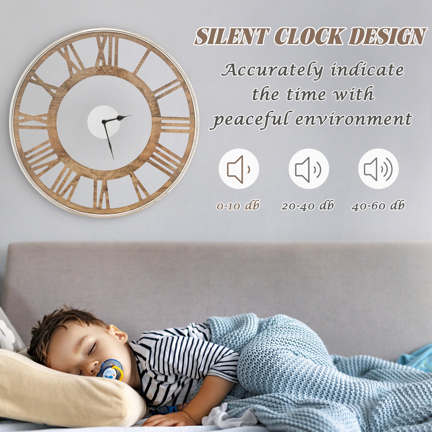 16 Inch Silent Quartz Wall Clock with Classic Roman Numerals and Elegant Frame