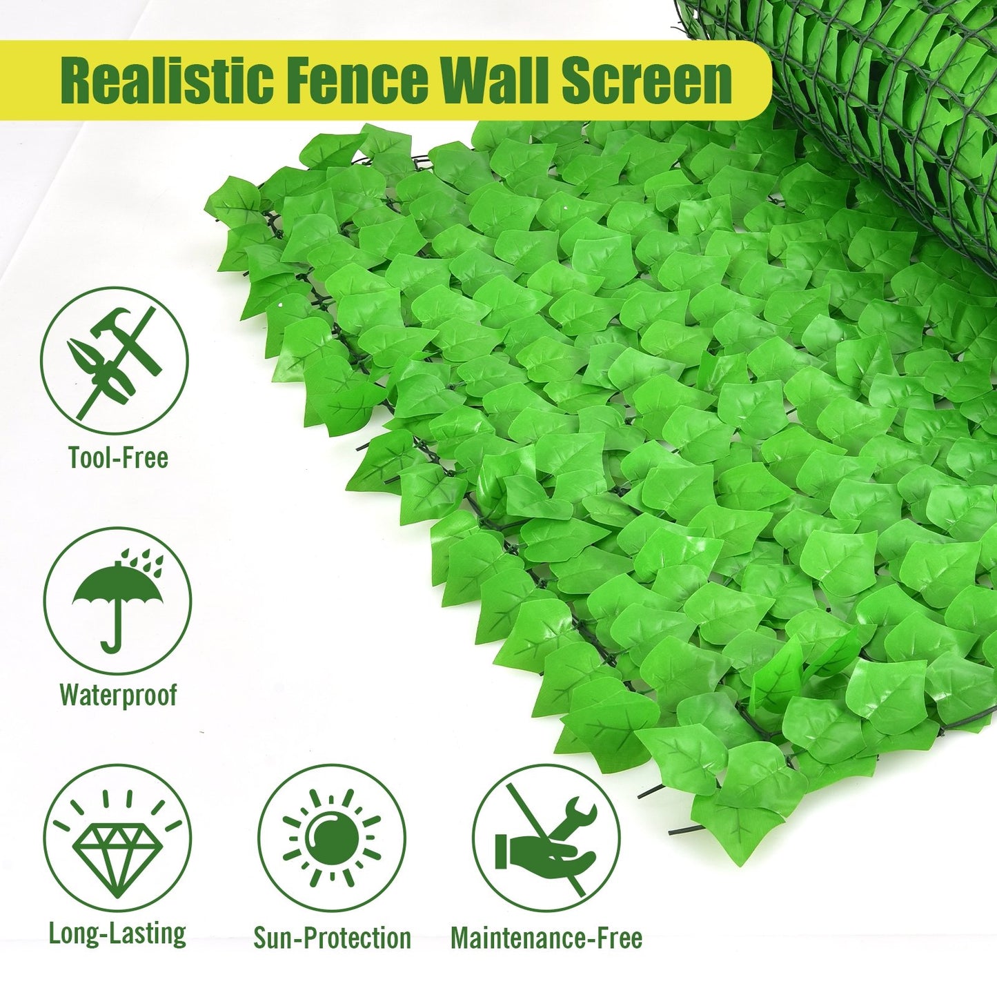 118" x 39" Artificial Ivy Privacy Fence – Lush Green Vine Décor for Outdoor & Indoor Spaces