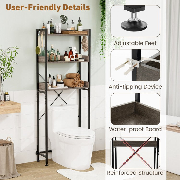 Over-The-Toilet Storage with Hooks & Adjustable Bar