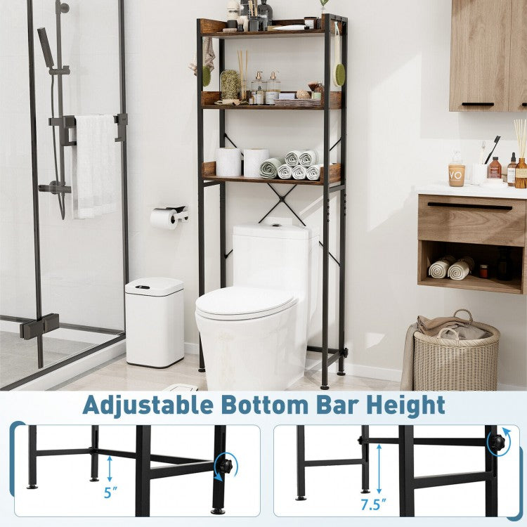 Over-The-Toilet Storage with Hooks & Adjustable Bar