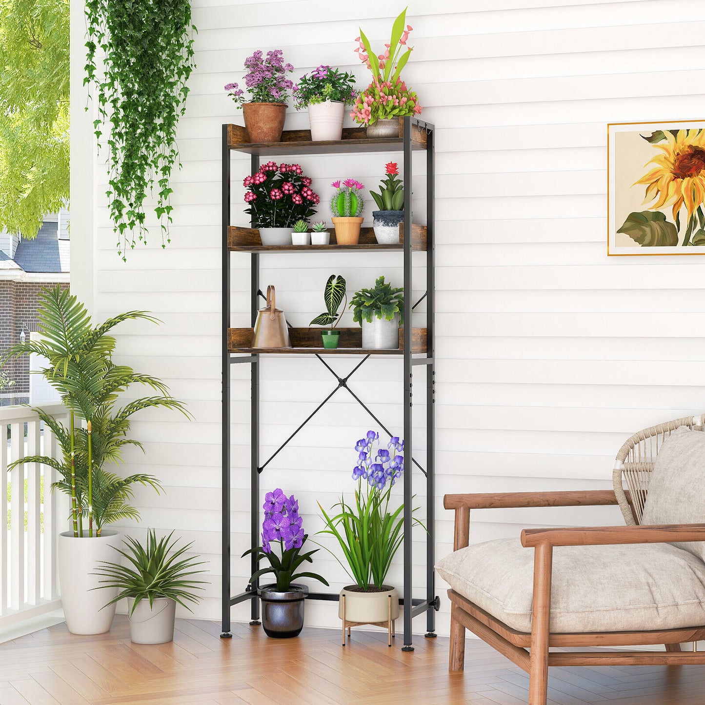 Over-The-Toilet Storage with Hooks & Adjustable Bar