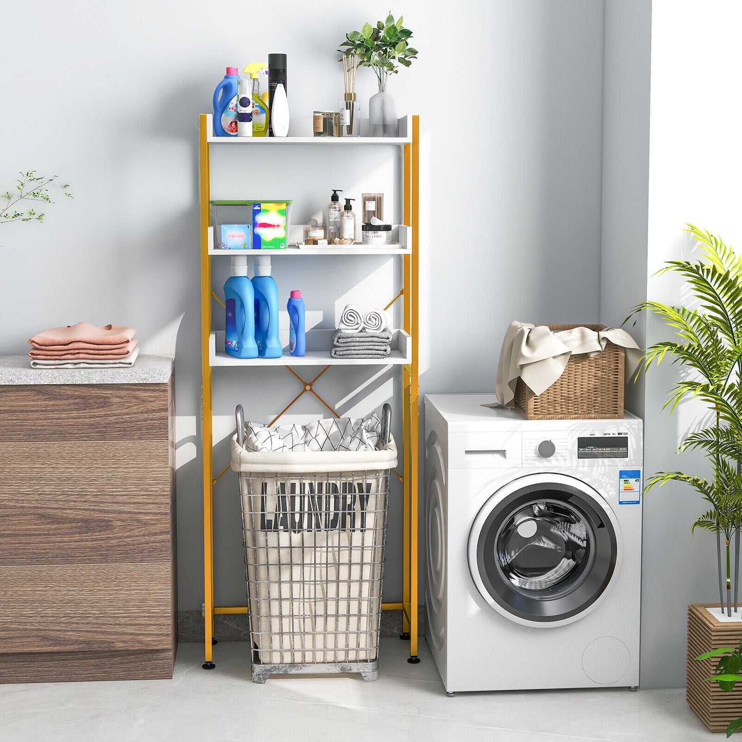 Over-The-Toilet Storage with Hooks & Adjustable Bar