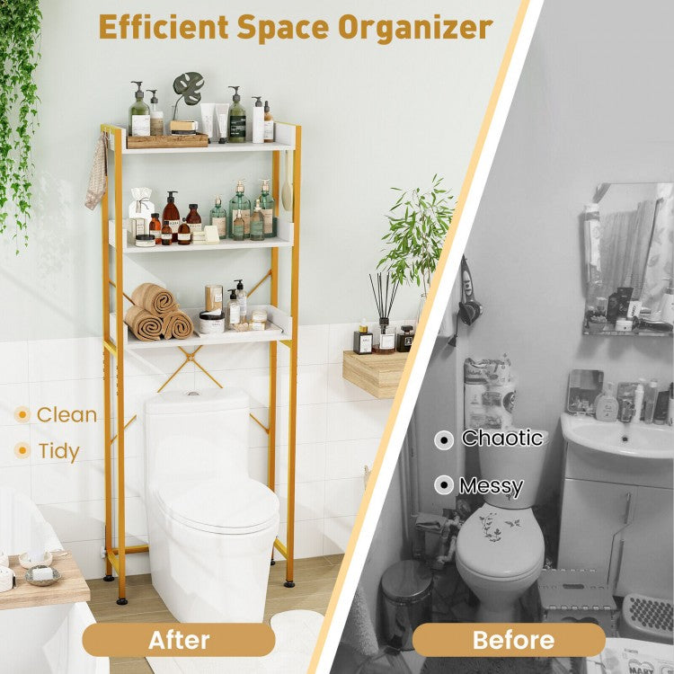 Over-The-Toilet Storage with Hooks & Adjustable Bar