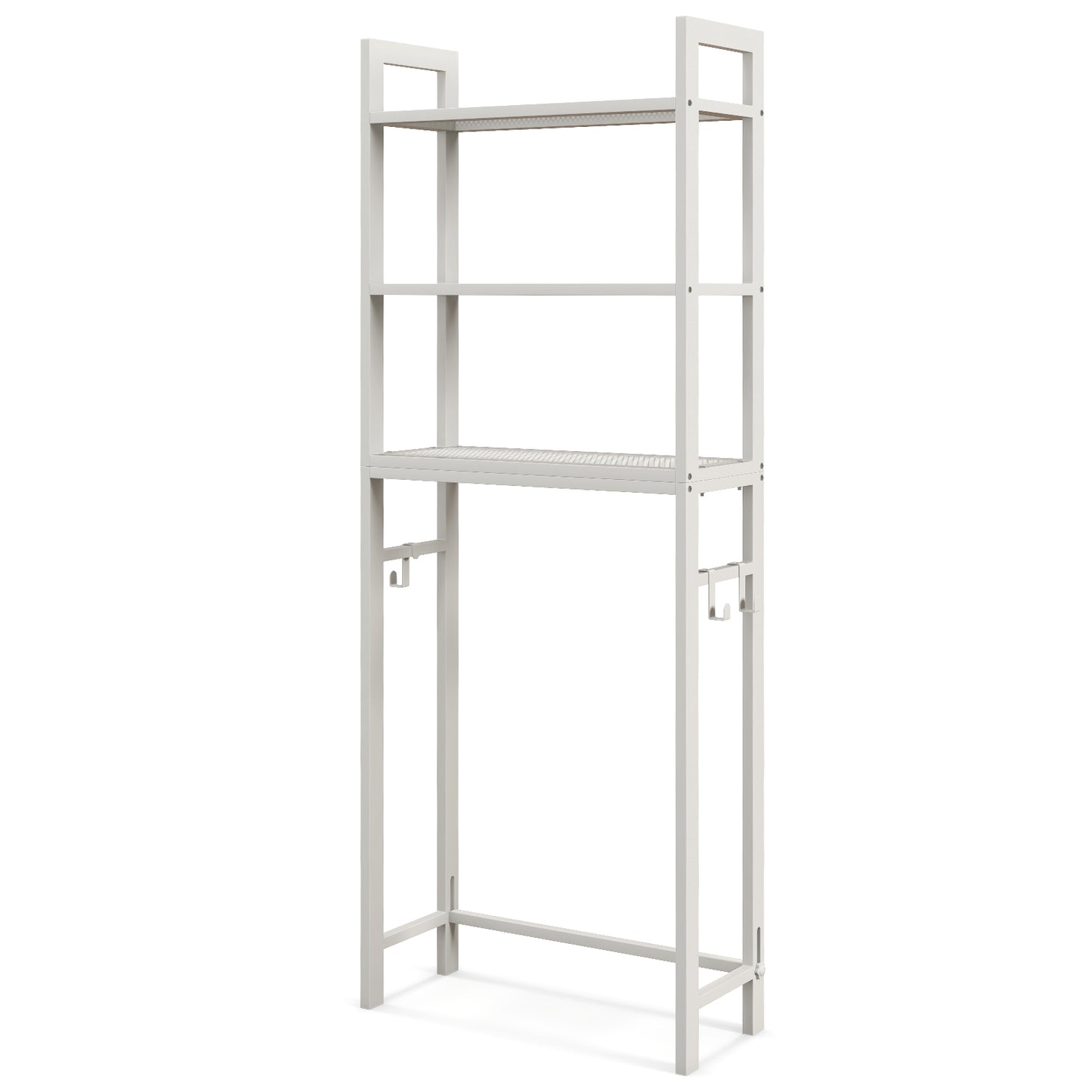 Space Saving Over-The-Toilet Metal Storage Rack with Hooks