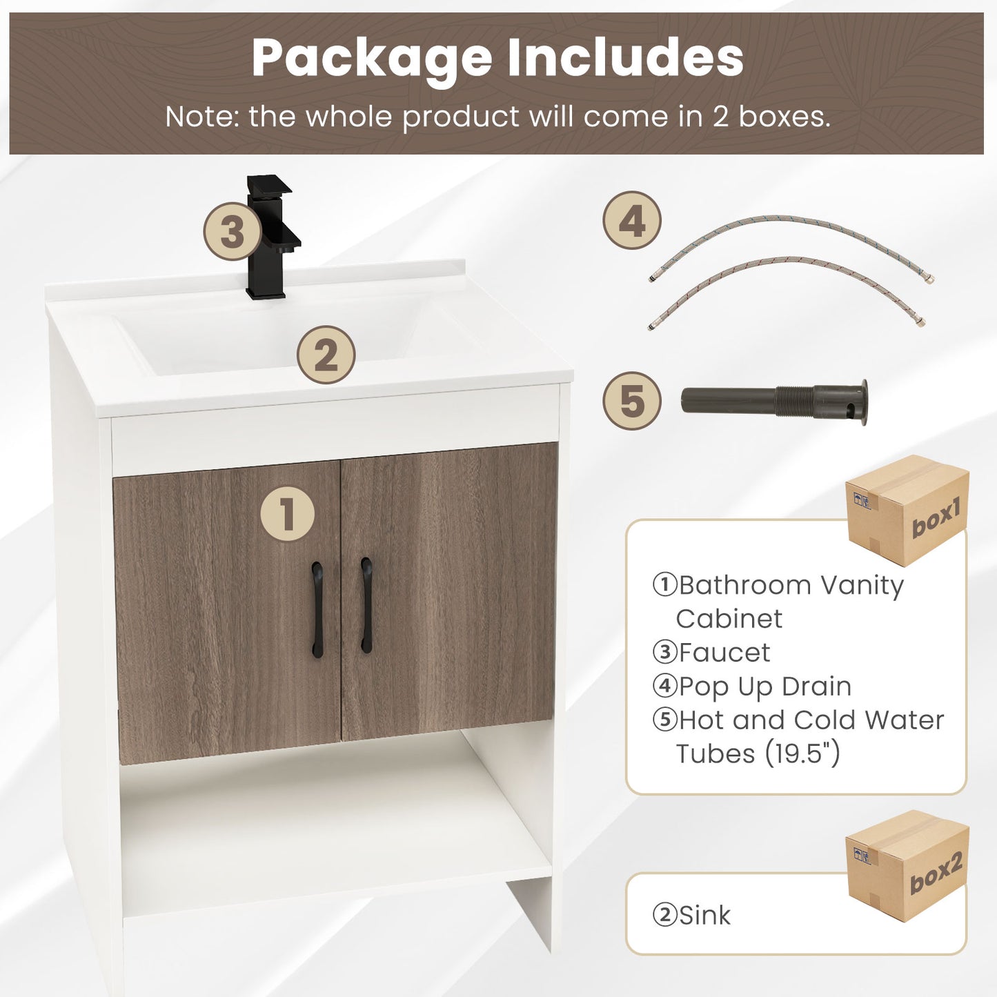 25" Modern Bathroom Vanity Sink Combo with Cabinet & Open Storage Shelf