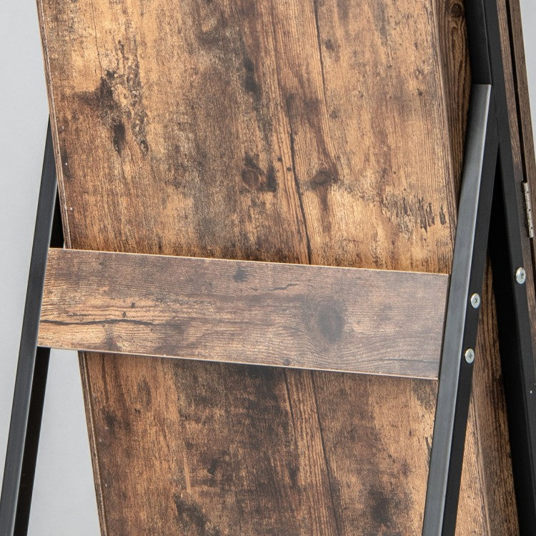 LED Jewelry Armoire with Lockable Storage, Full-Length Frameless Mirror, and Removable Shelves – Rustic Brown