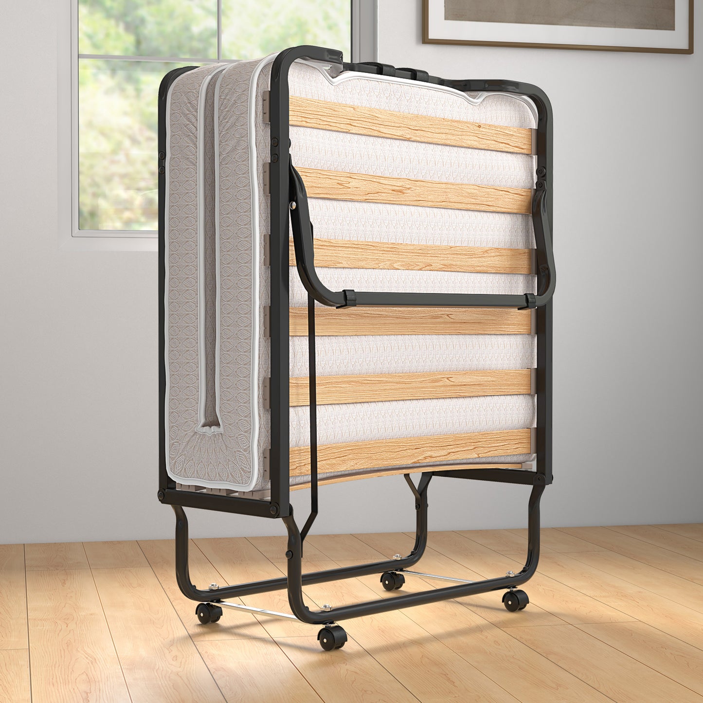 Premium Italian Made Rollaway Folding Bed with Memory Foam Mattress
