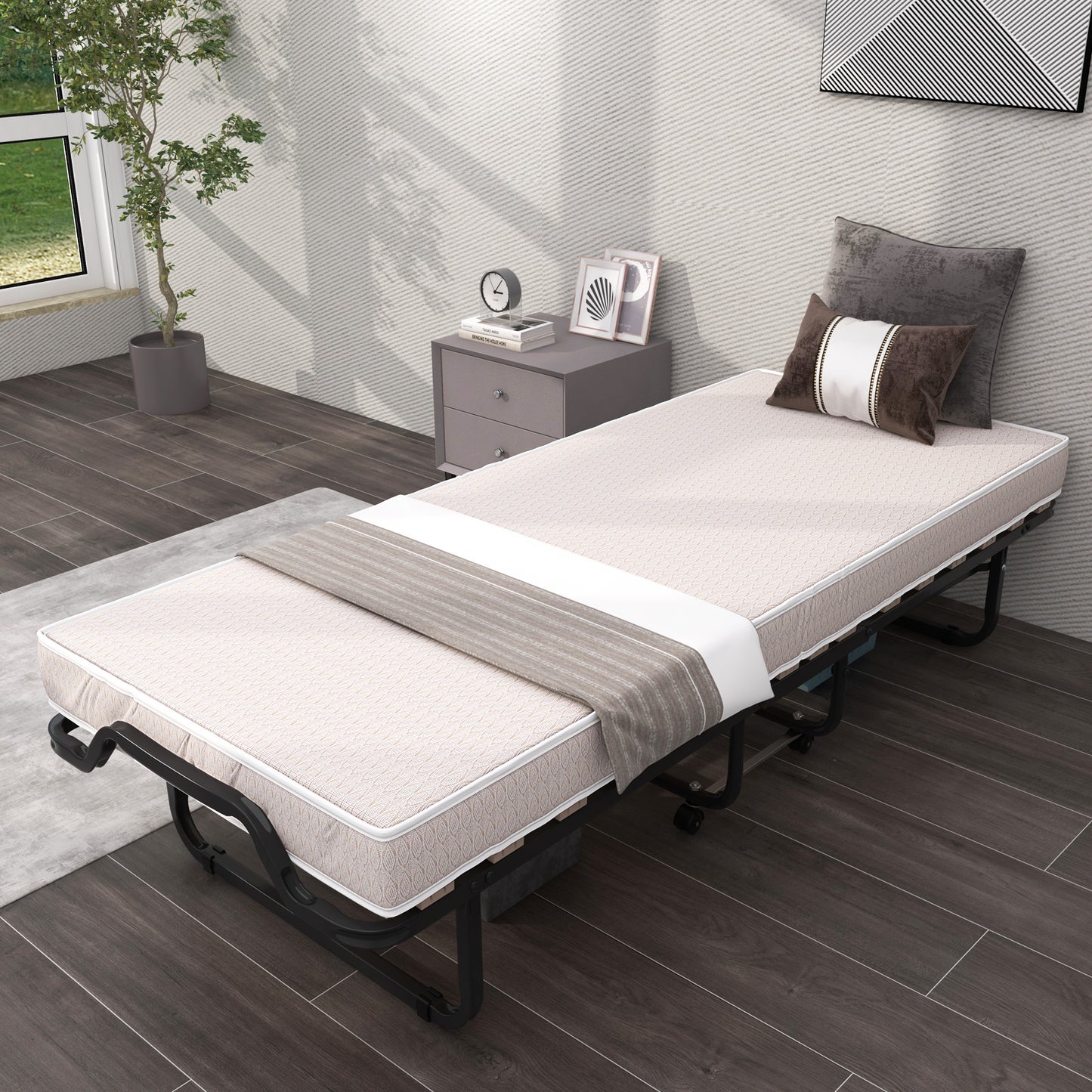 Premium Italian Made Rollaway Folding Bed with Memory Foam Mattress