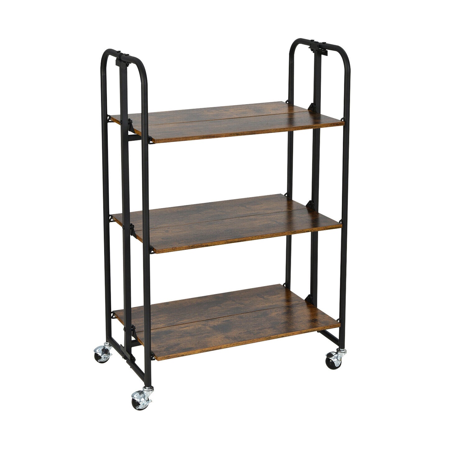Rolling Folding Cart with Durable Metal Frame and Easy Mobility - 3 Tier