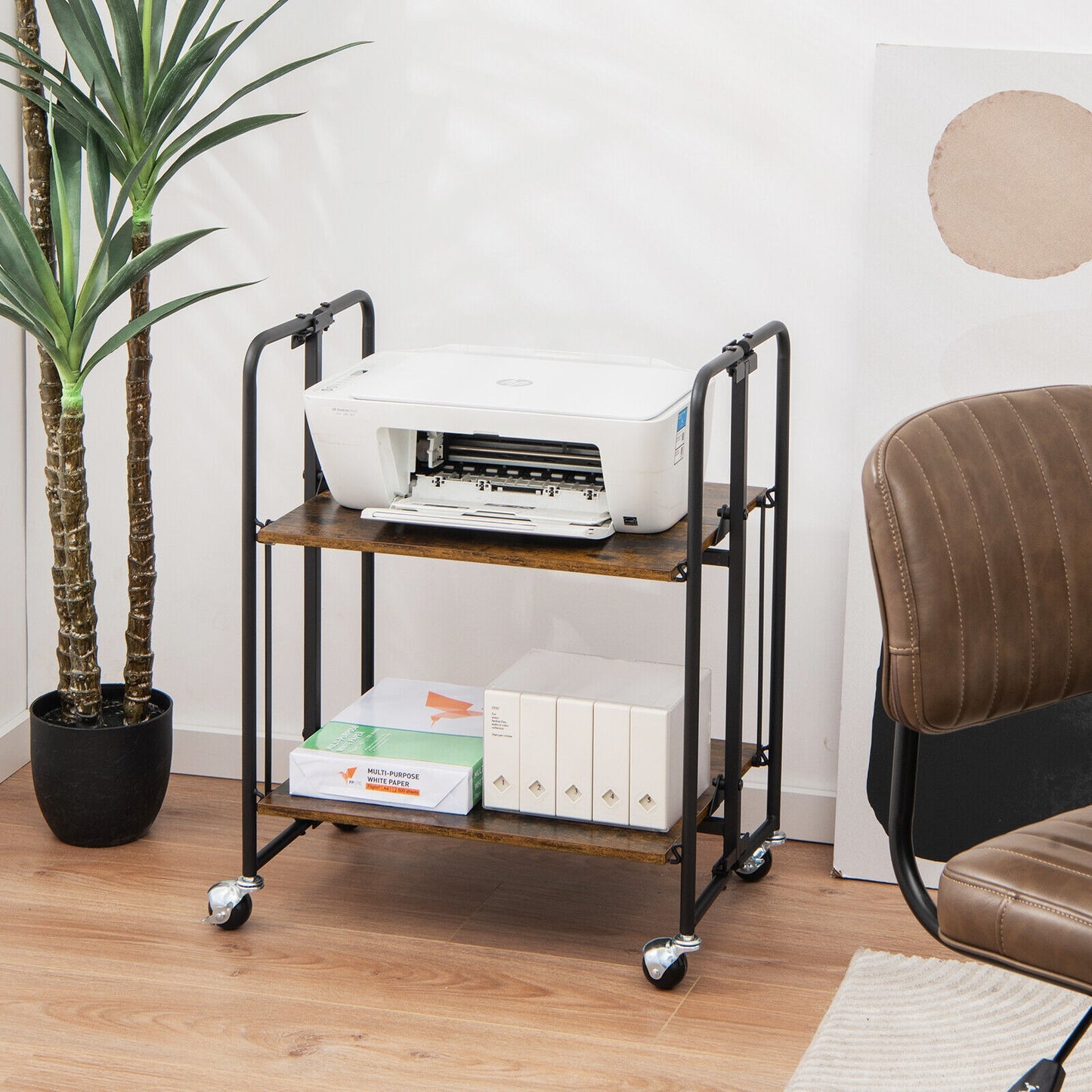 Rolling Folding Cart with Durable Metal Frame and Easy Mobility - 2 Tier