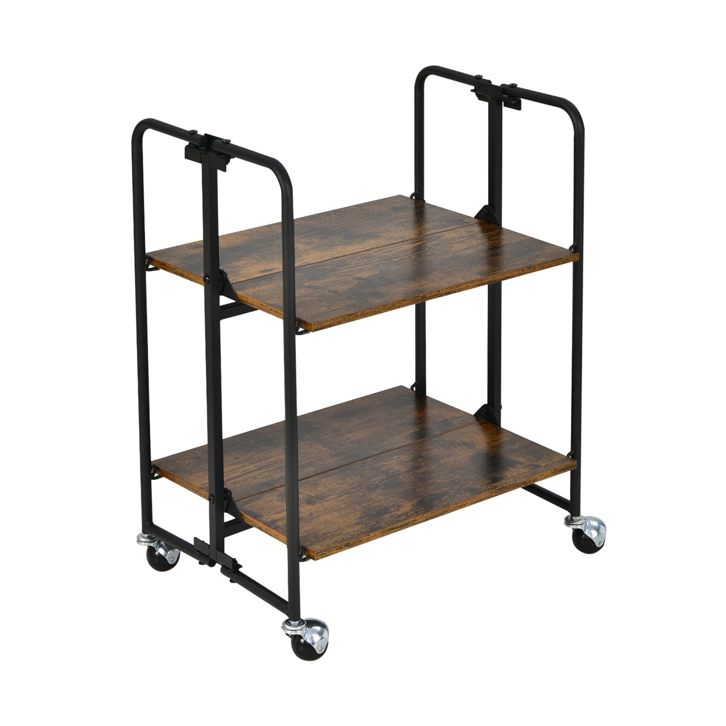Rolling Folding Cart with Durable Metal Frame and Easy Mobility - 2 Tier
