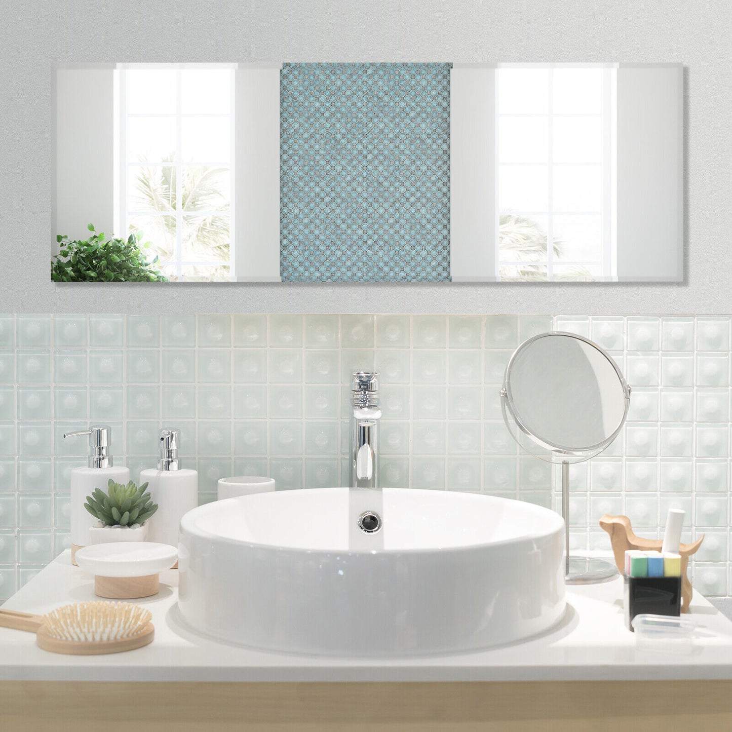 43 x 15 Inch Frameless Full-Length Wall Mirror with Clear Imaging and Explosion-Proof Film