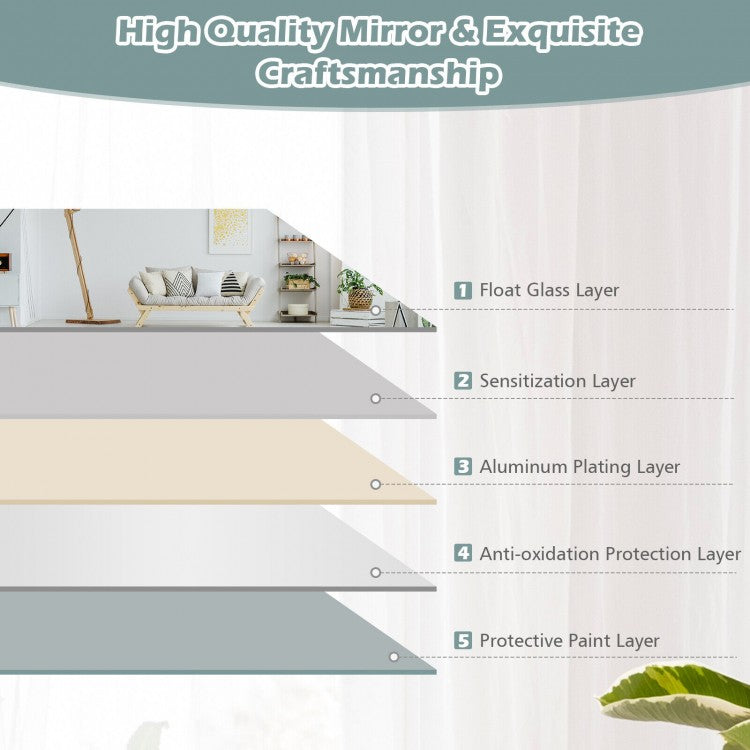 43 x 15 Inch Frameless Full-Length Wall Mirror with Clear Imaging and Explosion-Proof Film