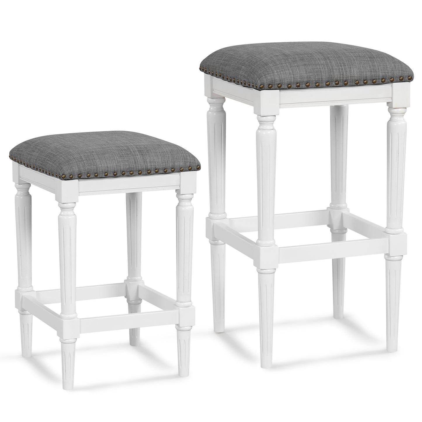 Adjustable Height Saddle Bar Stools Set of 2 with Padded Seats and Footrests