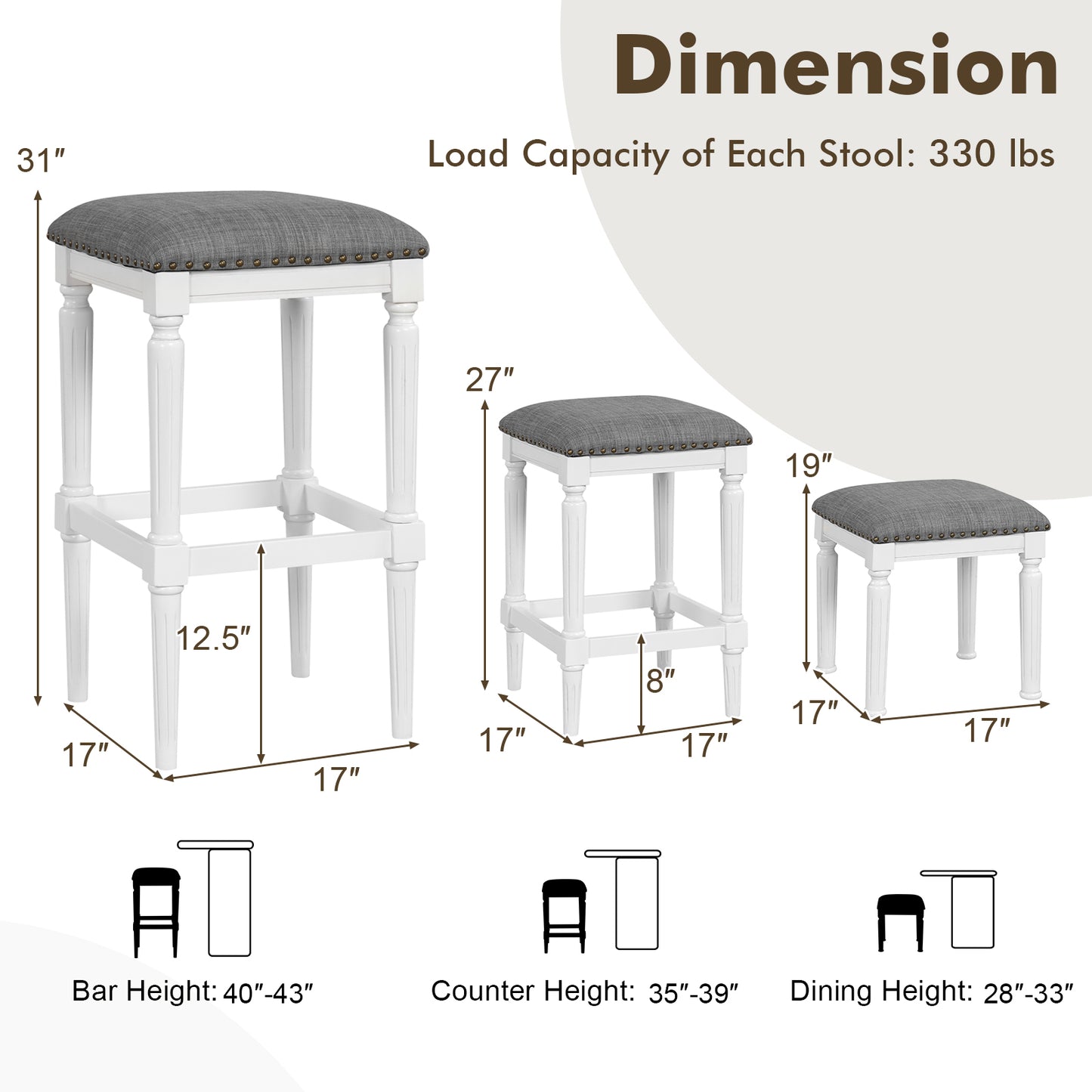 Adjustable Height Saddle Bar Stools Set of 2 with Padded Seats and Footrests