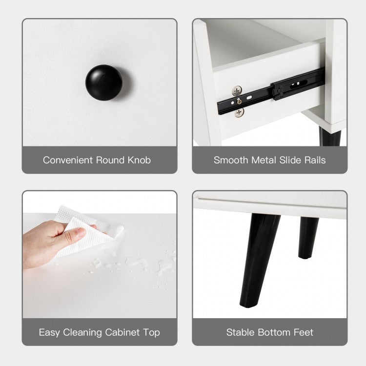 White 4-Drawer Dresser Cabinet with Wide Top and Modern Storage Design for Bedroom or Entryway