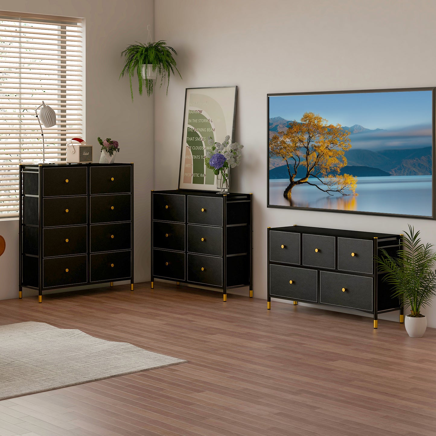 8-Drawer Fabric Dresser Organizer with Metal Frame and Wood Top for Bedroom