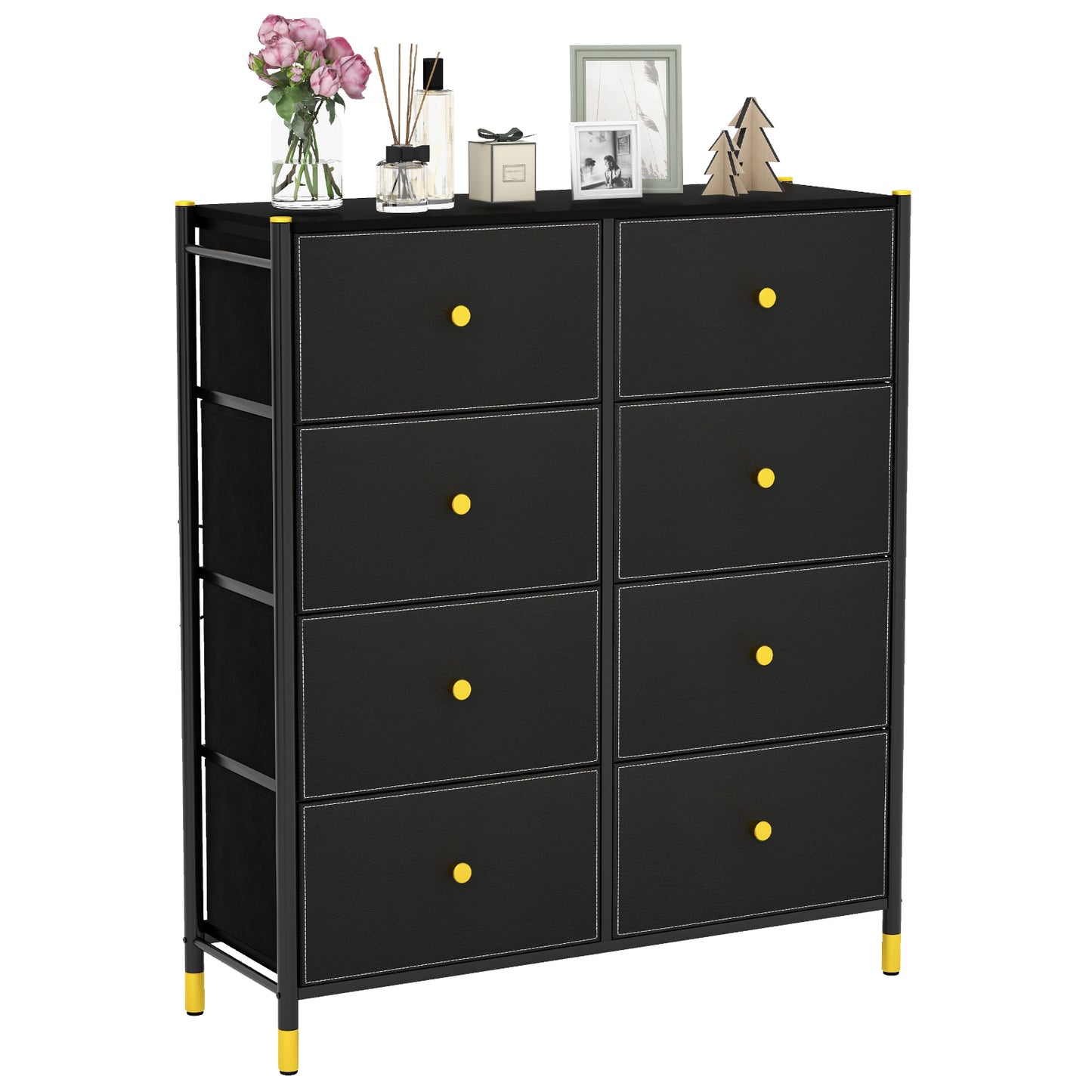 8-Drawer Fabric Dresser Organizer with Metal Frame and Wood Top for Bedroom