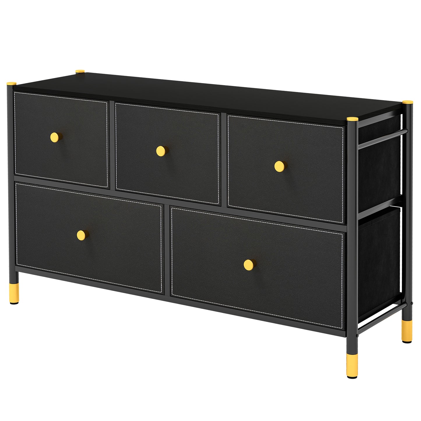 5-Drawer Fabric Dresser Organizer with Metal Frame and Wood Top for Bedroom