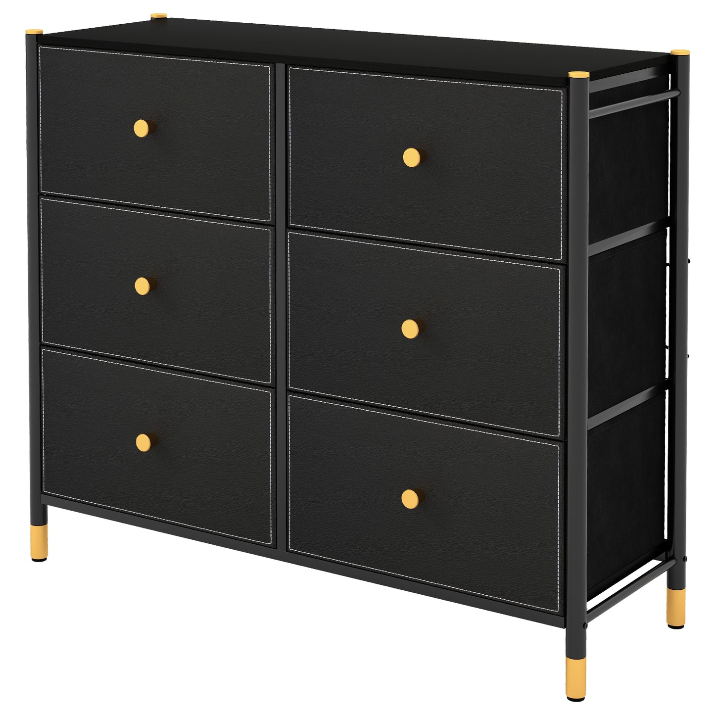 6-Drawer Fabric Dresser Organizer with Metal Frame and Wood Top for Bedroom
