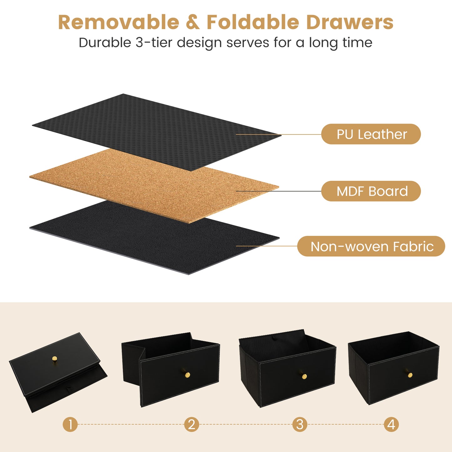 6-Drawer Fabric Dresser Organizer with Metal Frame and Wood Top for Bedroom
