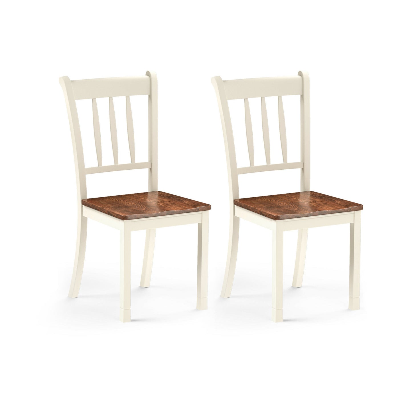 Set of 2 Whitesburg Spindle Back Dining Chairs with Solid Wood Frame and White Finish