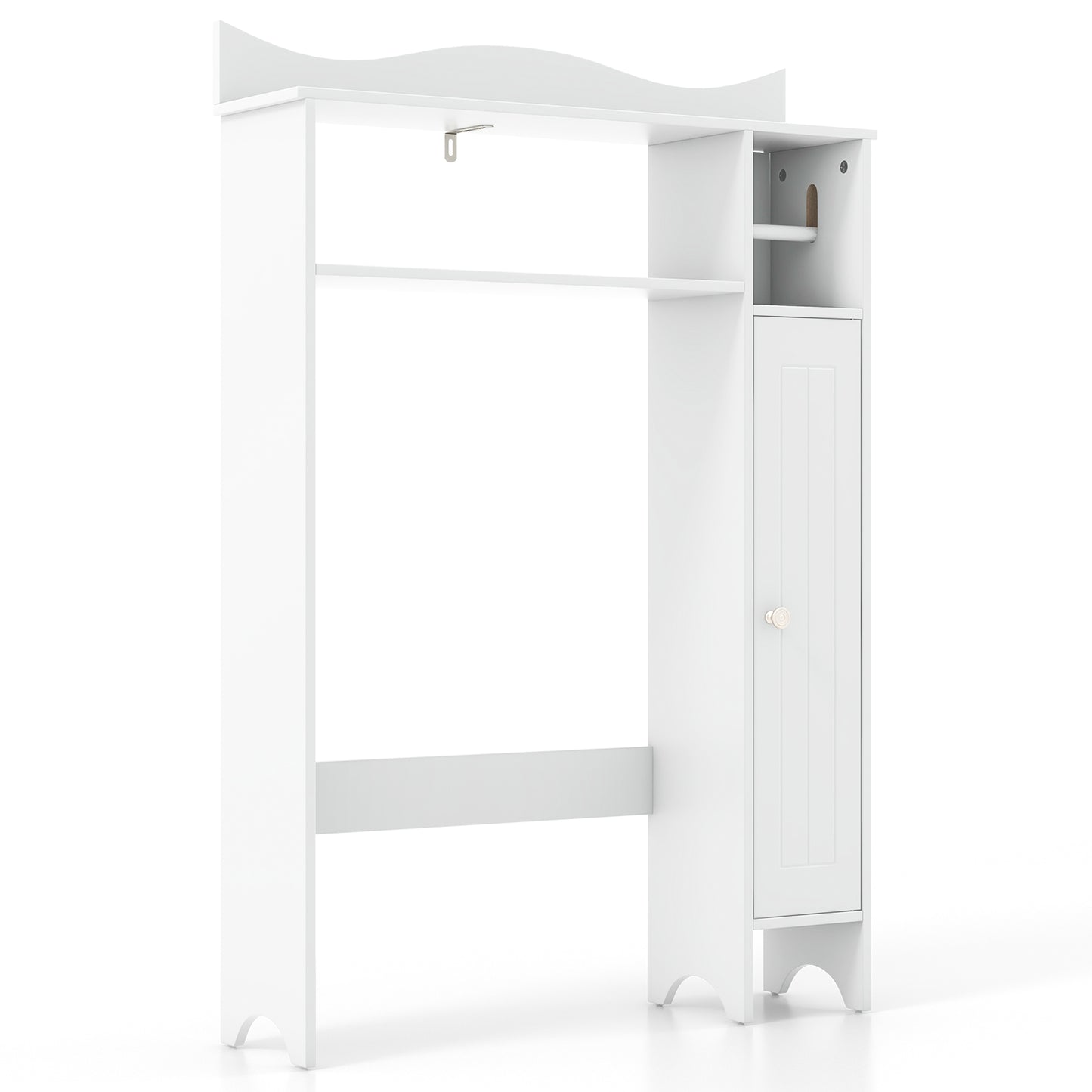 Wooden Over-the-Toilet Storage Cabinet with Adjustable Shelves & Toilet Paper Holder