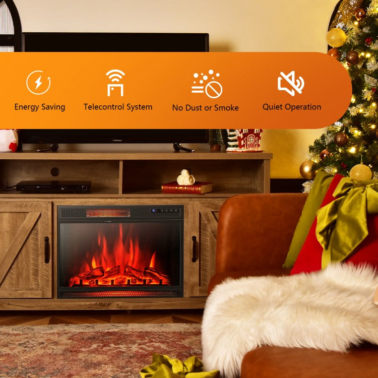 28 Inch Electric Fireplace Freestanding and Recessed with Remote Control