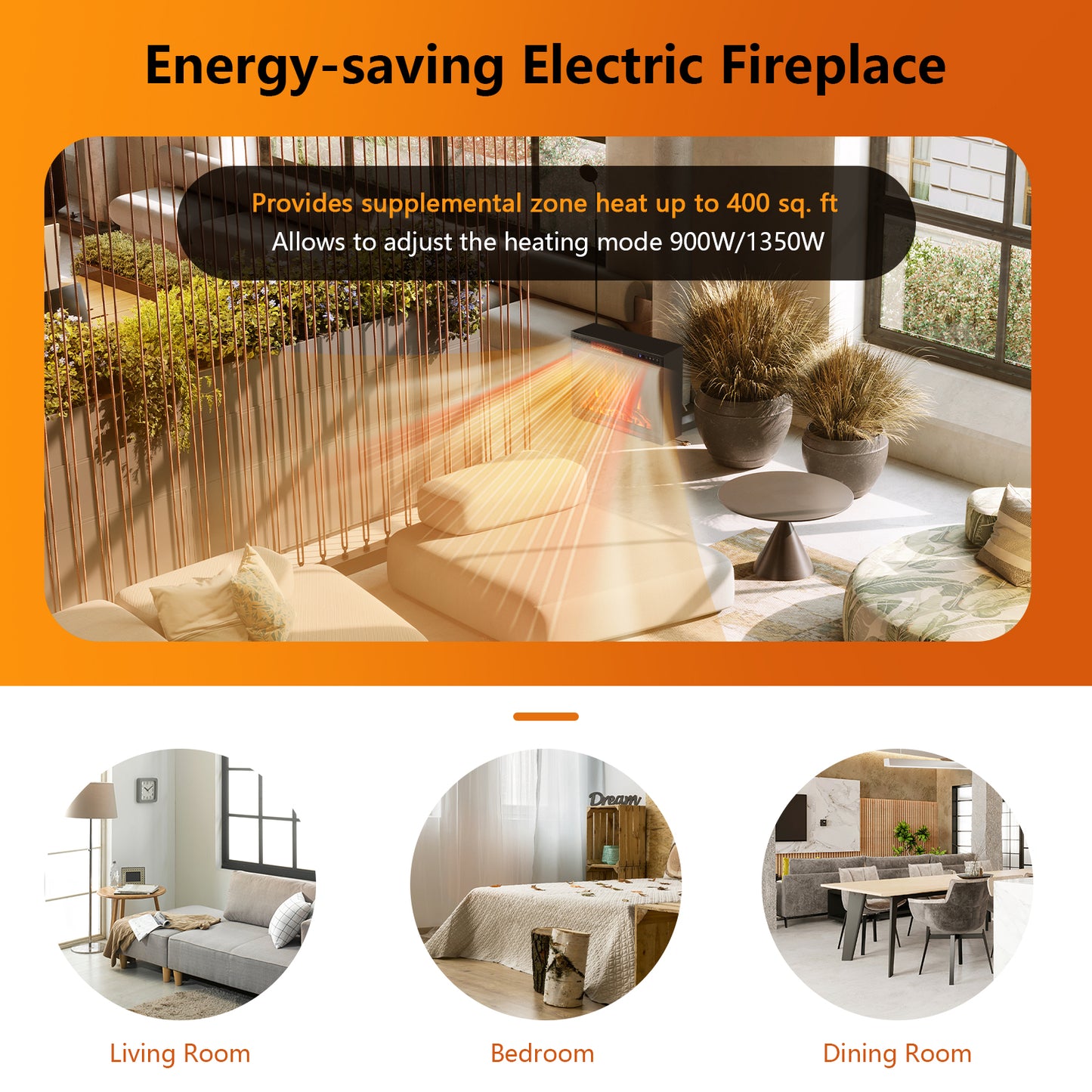 28 Inch Electric Fireplace Freestanding and Recessed with Remote Control