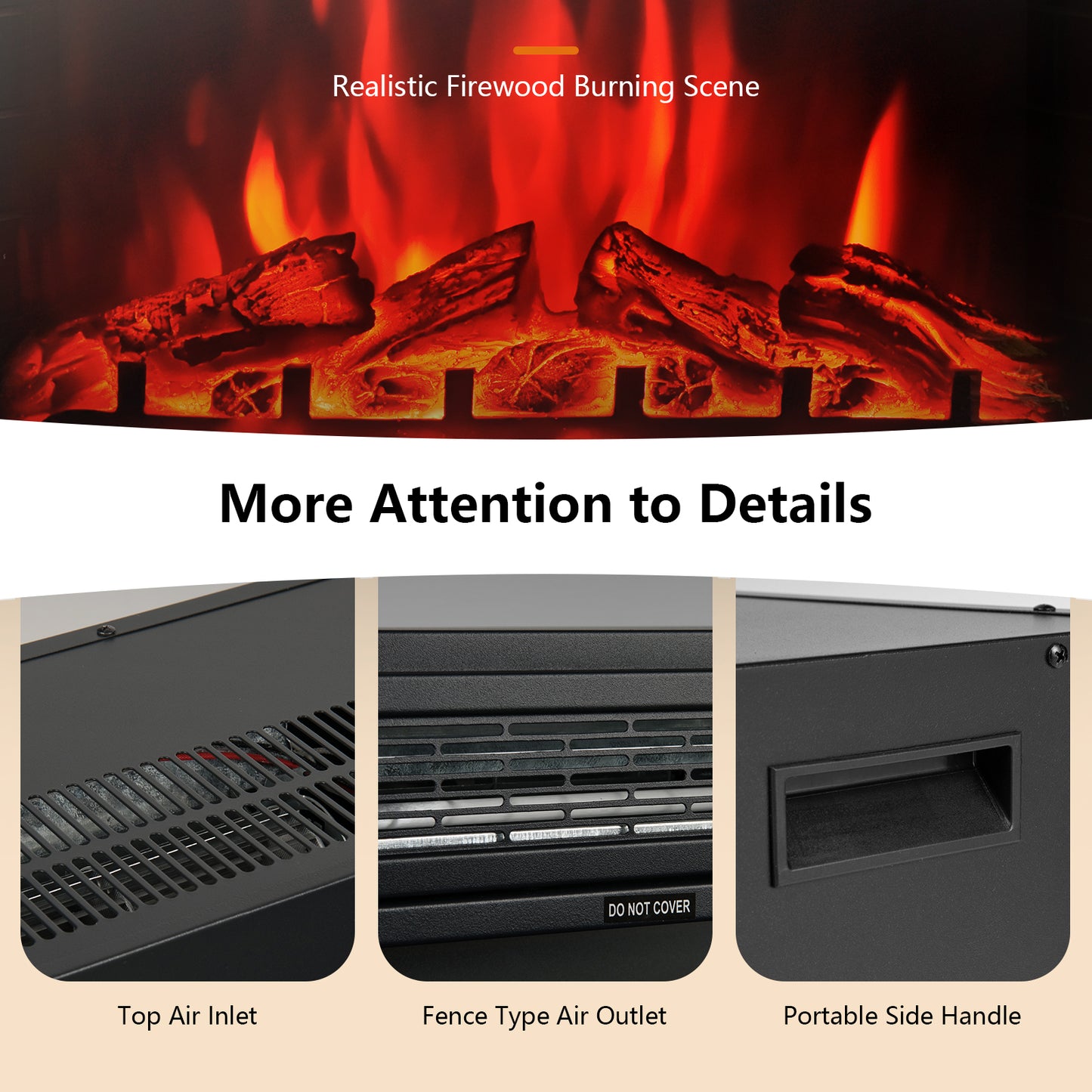 28 Inch Electric Fireplace Freestanding and Recessed with Remote Control
