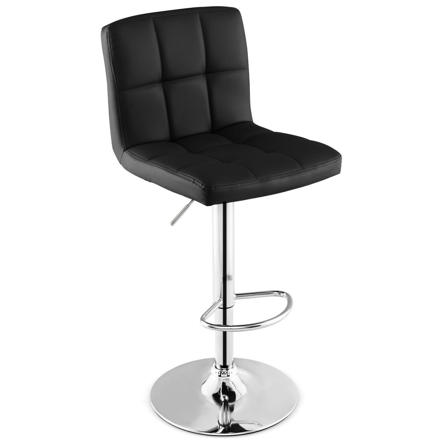 Ergonomic Swivel Bar Stool with Adjustable Height and PU Leather Cushion - Black