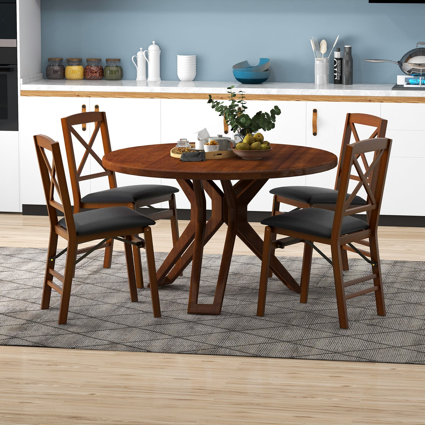 2-Piece Folding Dining Chairs with Comfortable Cushion and Durable Wood Frame