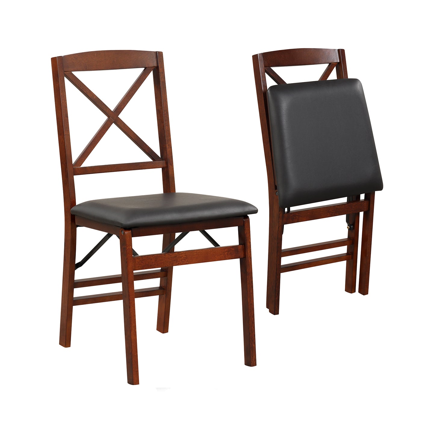 2-Piece Folding Dining Chairs with Comfortable Cushion and Durable Wood Frame