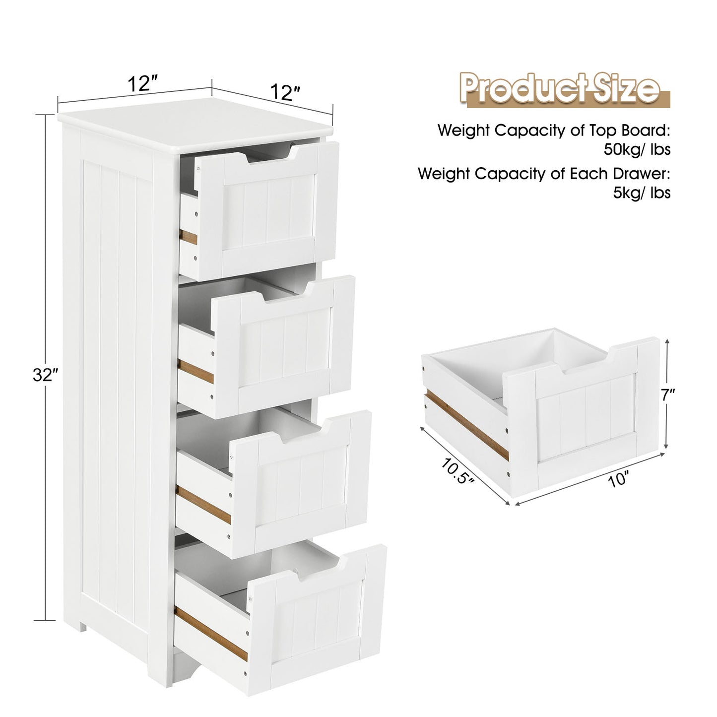 Compact 4 Drawer Freestanding Storage Cabinet with Versatile Organizer