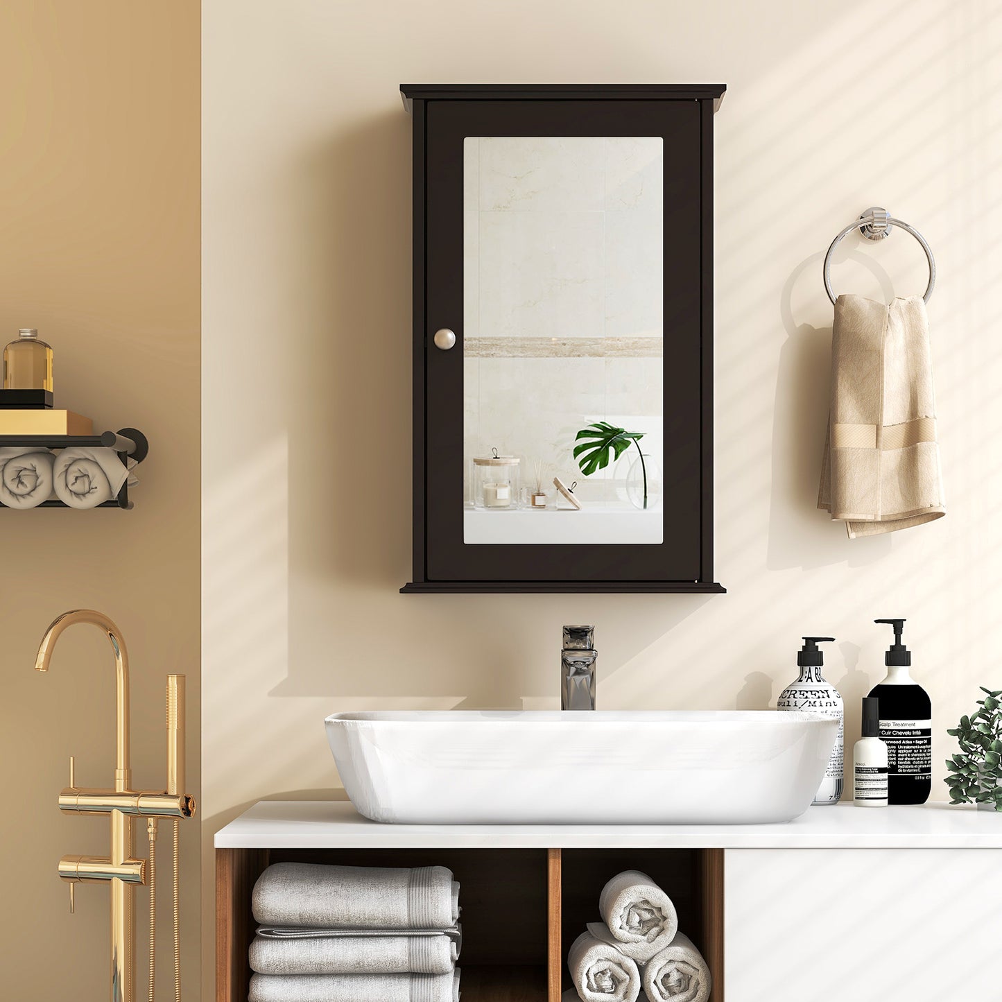 Wall-Mounted Bathroom Cabinet with Mirror and Adjustable Shelf