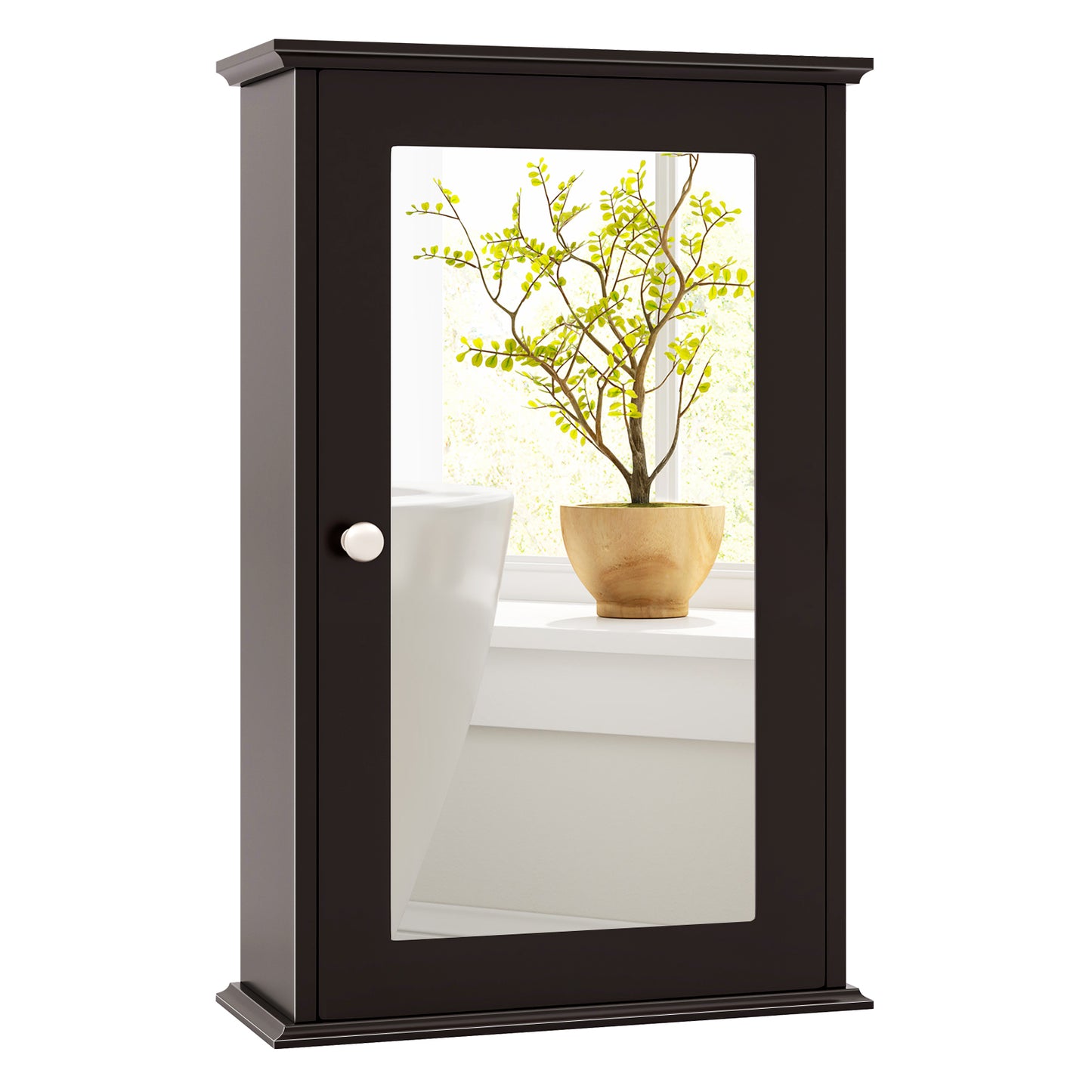 Wall-Mounted Bathroom Cabinet with Mirror and Adjustable Shelf