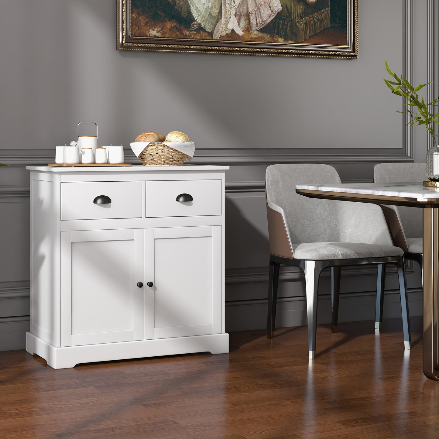 Buffet Sideboard Cabinet with Double Doors Storage Drawers and Adjustable Shelf for Home Organization