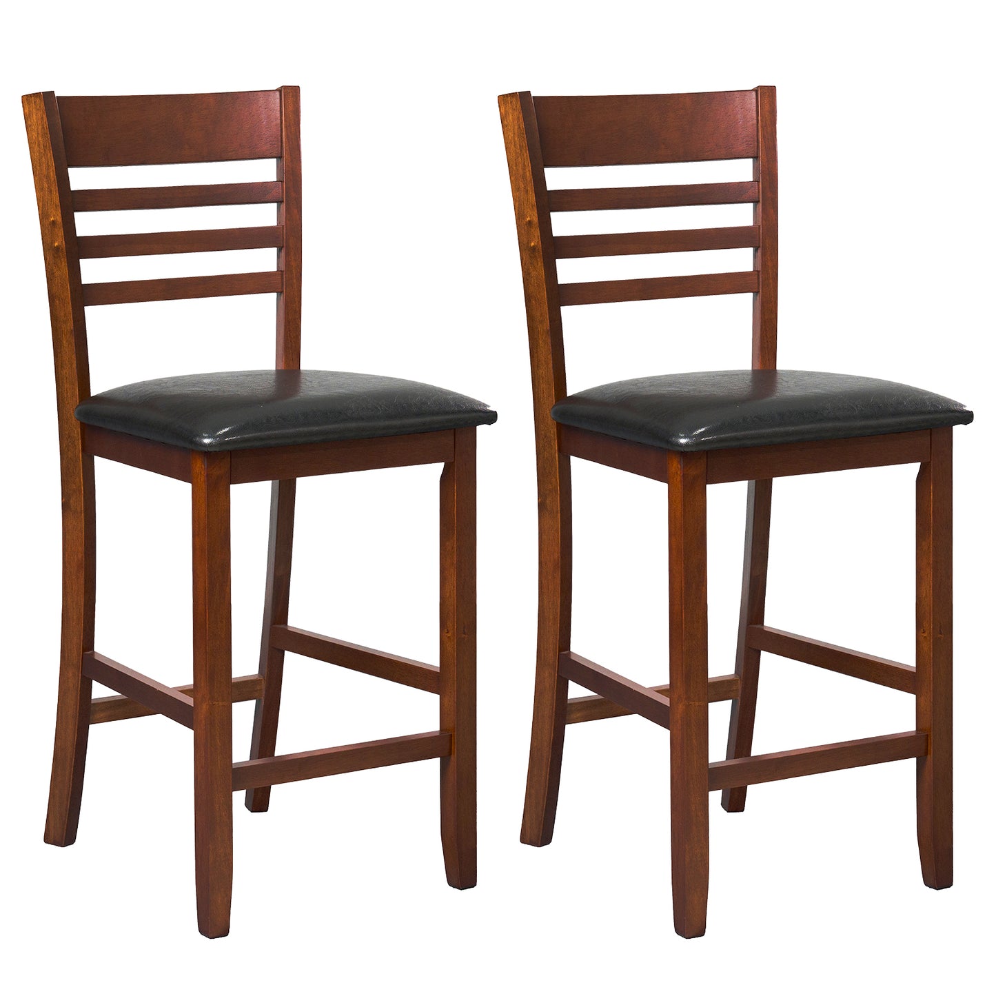 Counter Height Bar Stools Set of 2 with Backrest and Footrest for Kitchen Island or Dining Area