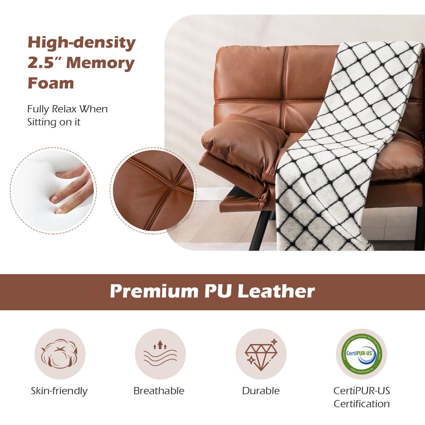 Convertible Memory Foam Futon Sofa Bed with Adjustable Armrests, Brown Upholstery