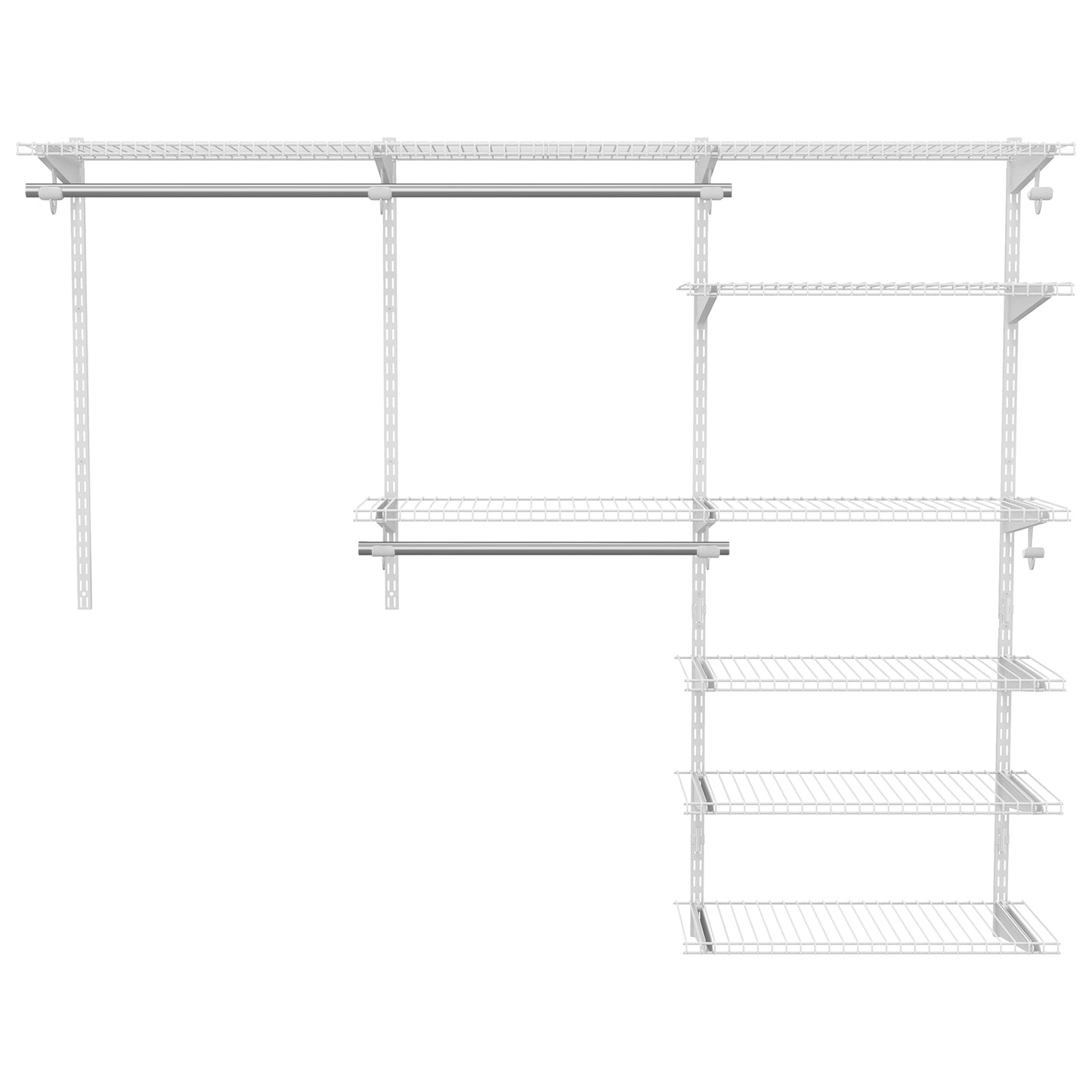 Adjustable Closet Organizer Kit with Shelves and Hanging Rods for 4–6 FT Spaces – Steel Storage System, White
