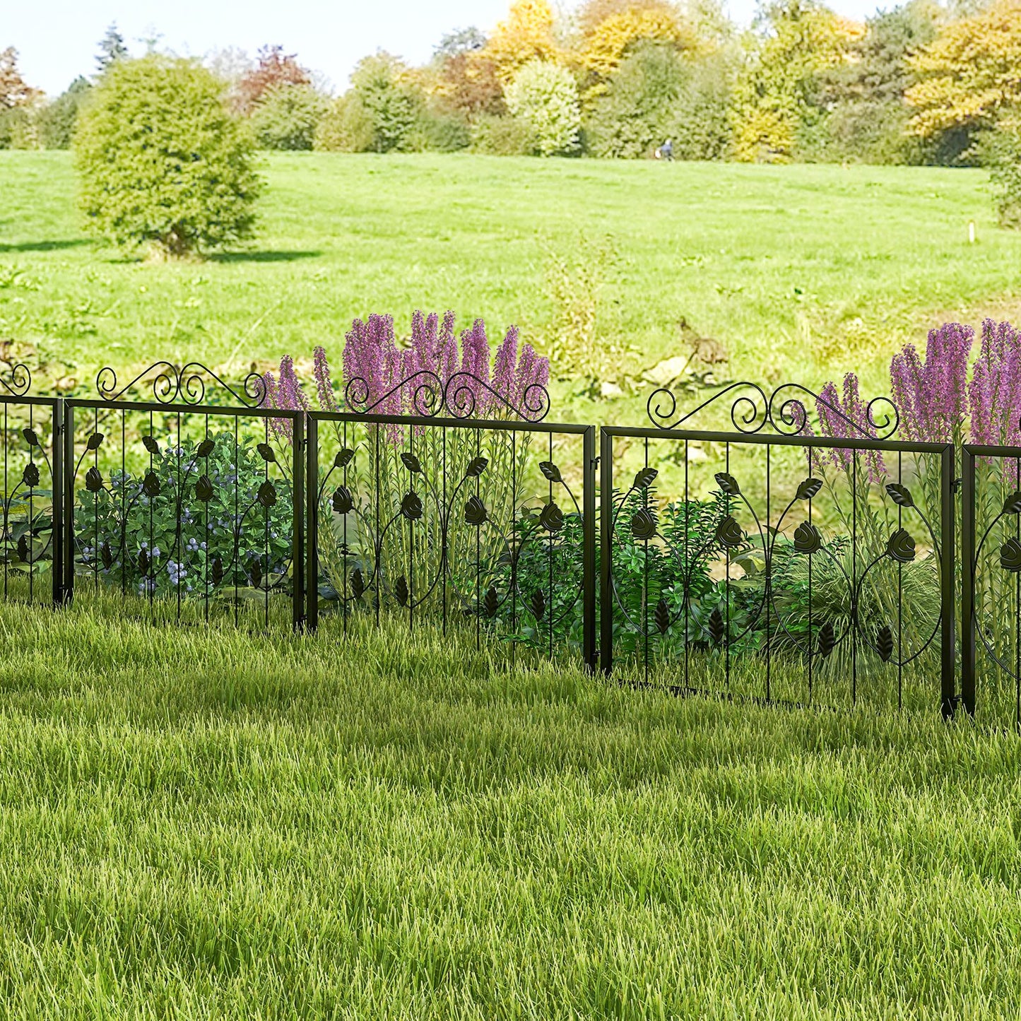 Decorative Galvanized Metal Garden Fence – 8 Panels, Flexible & Rustproof