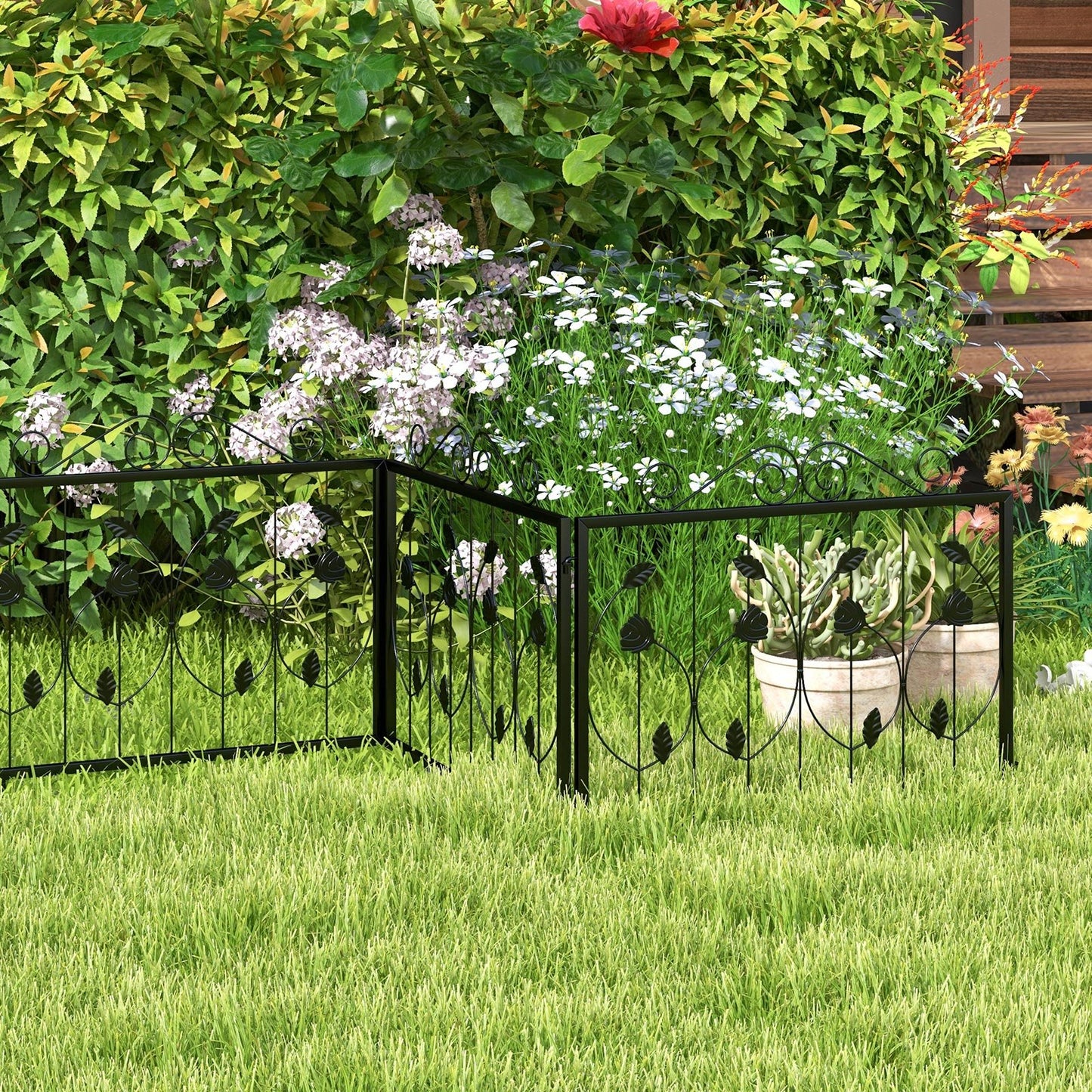 Decorative Galvanized Metal Garden Fence – 8 Panels, Flexible & Rustproof