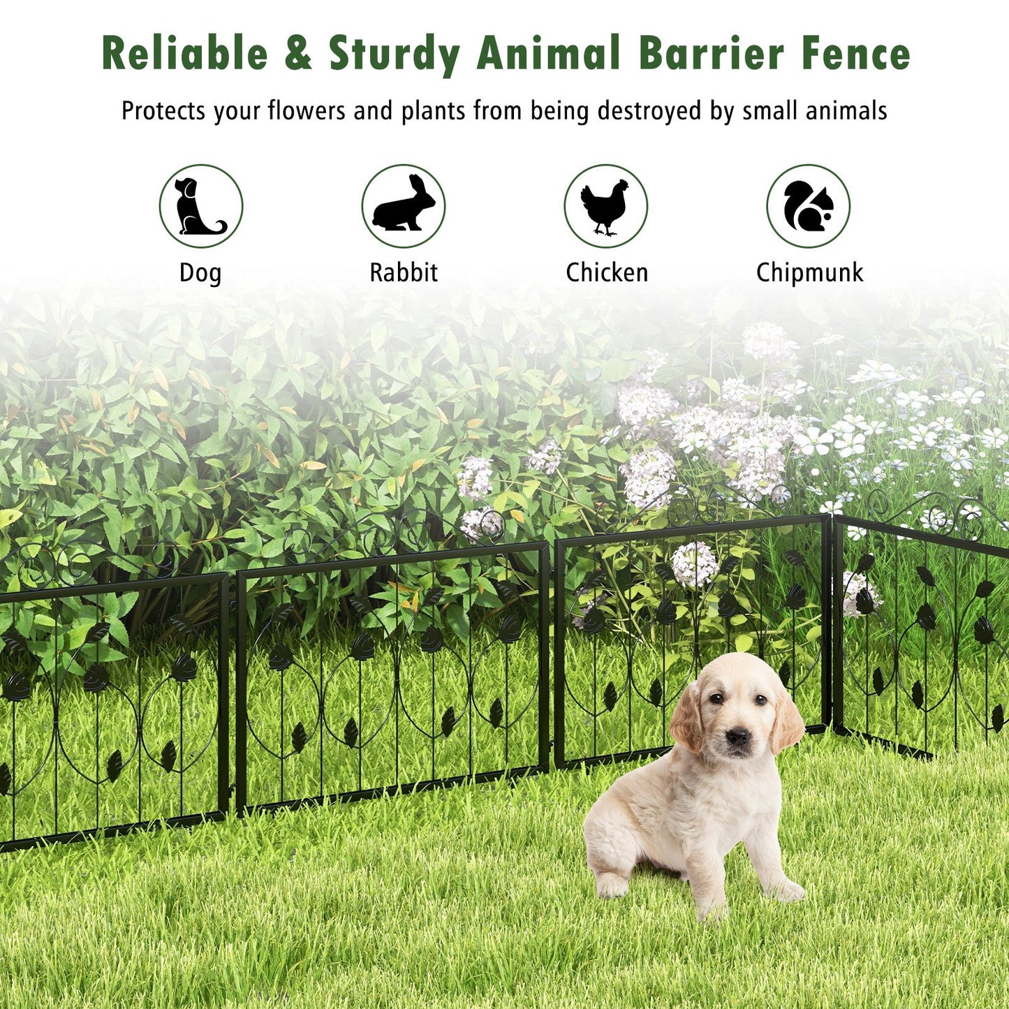 Decorative Galvanized Metal Garden Fence – 8 Panels, Flexible & Rustproof