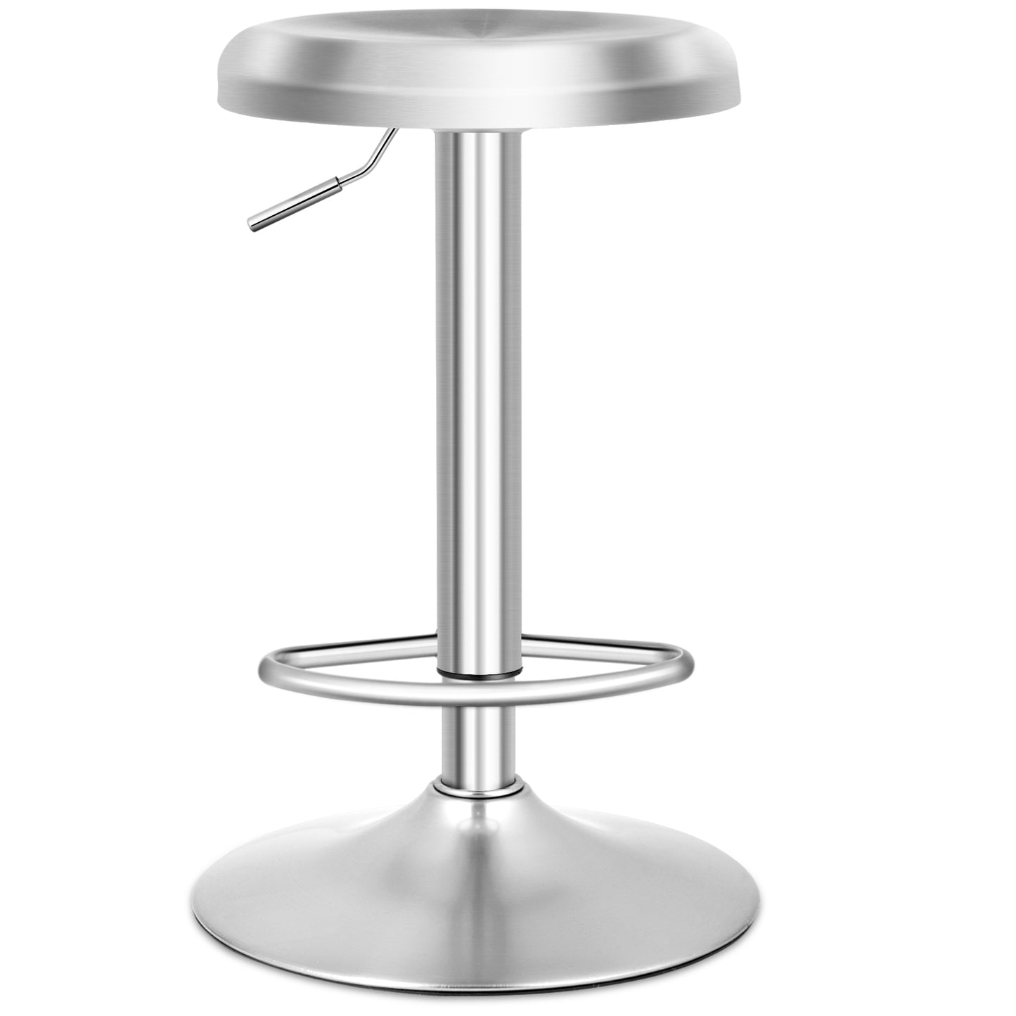 Modern Adjustable Swivel Bar Stool with Footrest and Stainless Steel Seat, Set of 1