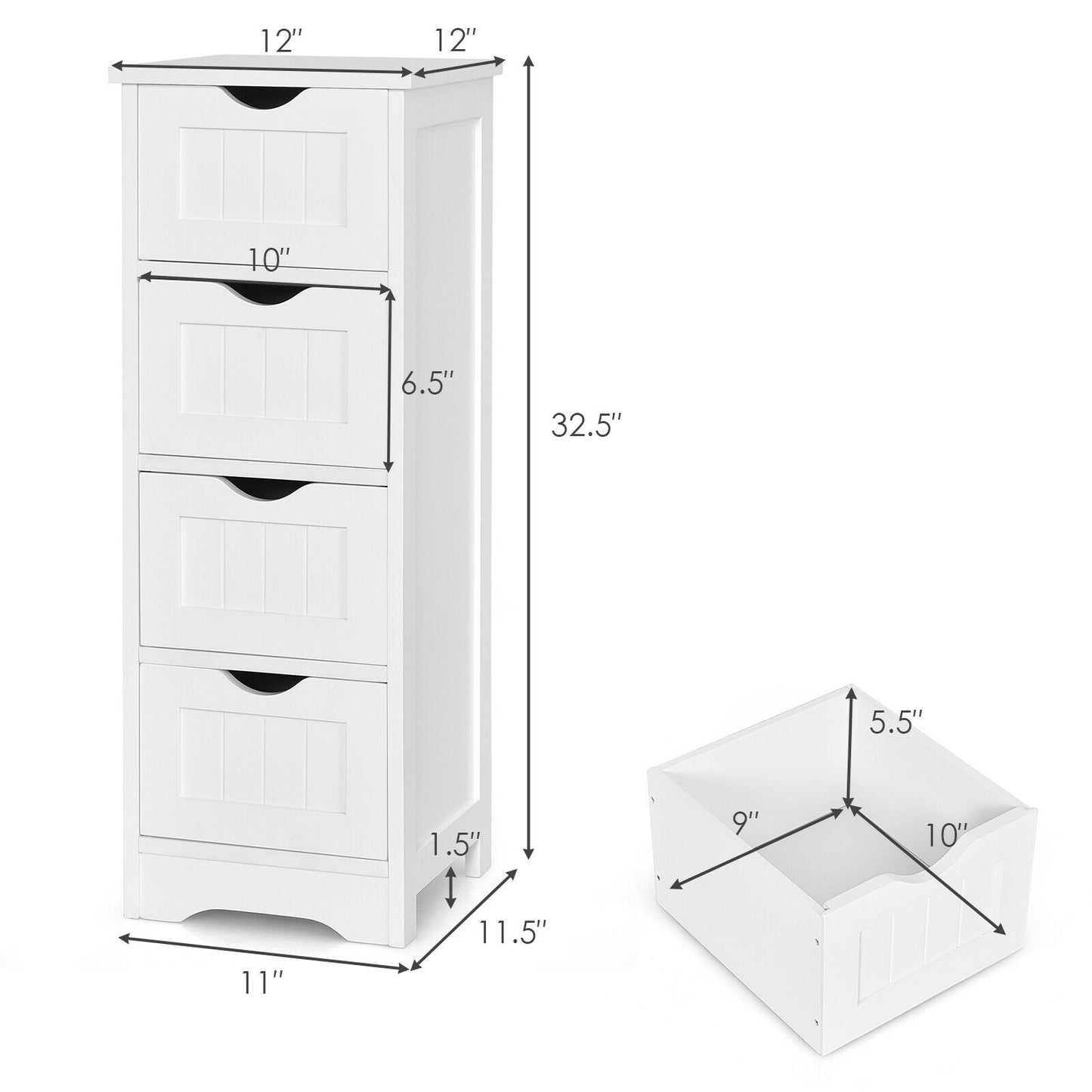 4 Drawer Floor Cabinet with Anti-Tip Device for Safe Storage